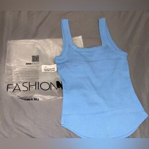Fashion Nova Sky Blue Ribbed Tank Top